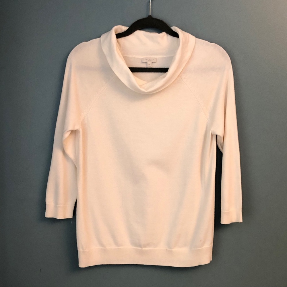 Talbots 100% Cotton Lightweight Sweater Cream Size PM